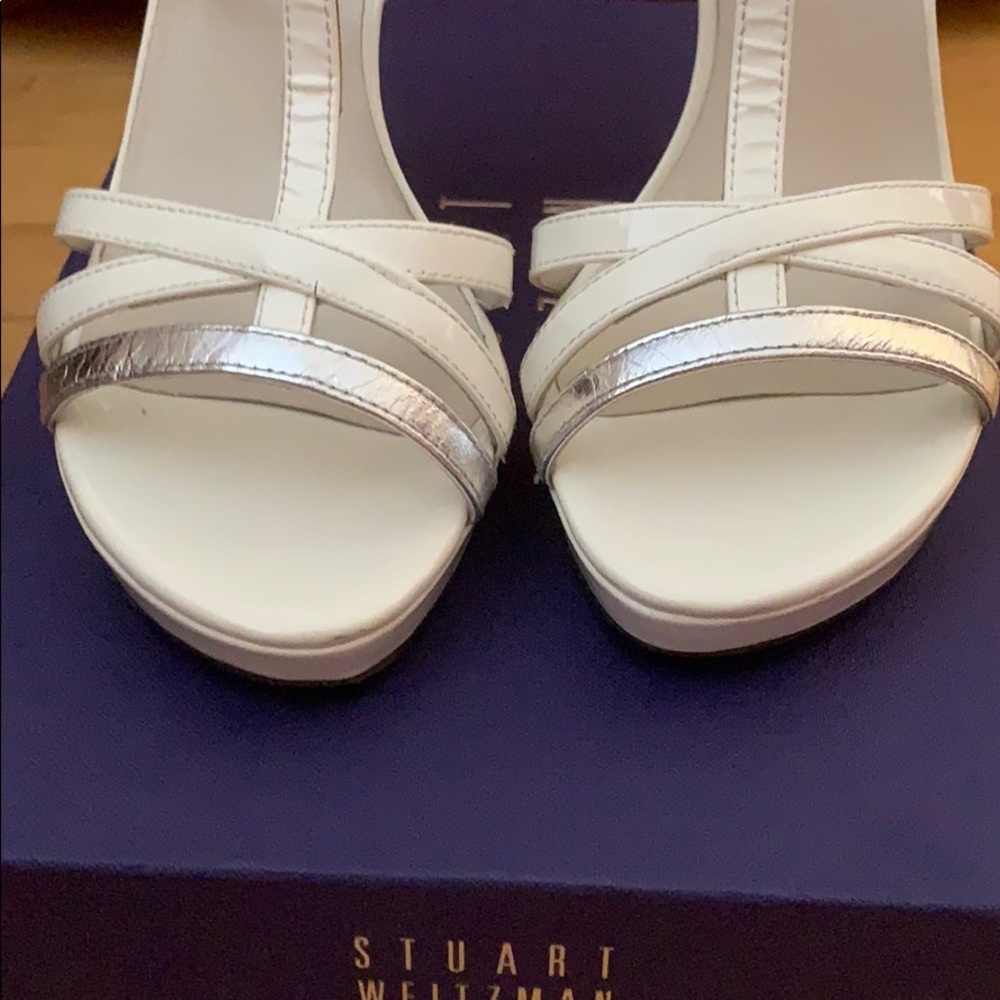 WOMENS STUART WEITZMAN SIZE 6.5 WHITE SANDALS - Picture 5 of 8